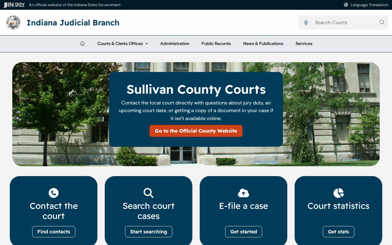 Sullivan County warrant courts on the Indiana judicial page